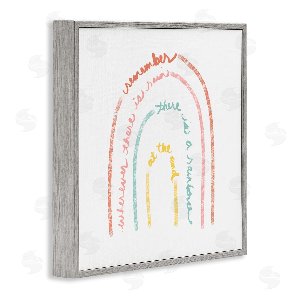 Anna Quach Remember Where There Is Rain Phrase Text Rainbow Gray Framed Glicee Wall Art Print
