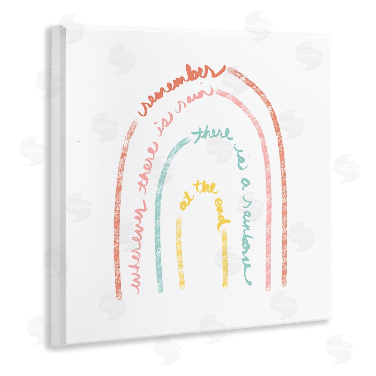 Anna Quach Remember Where There Is Rain Phrase Text Rainbow Wooden Wall Plaque Art Print