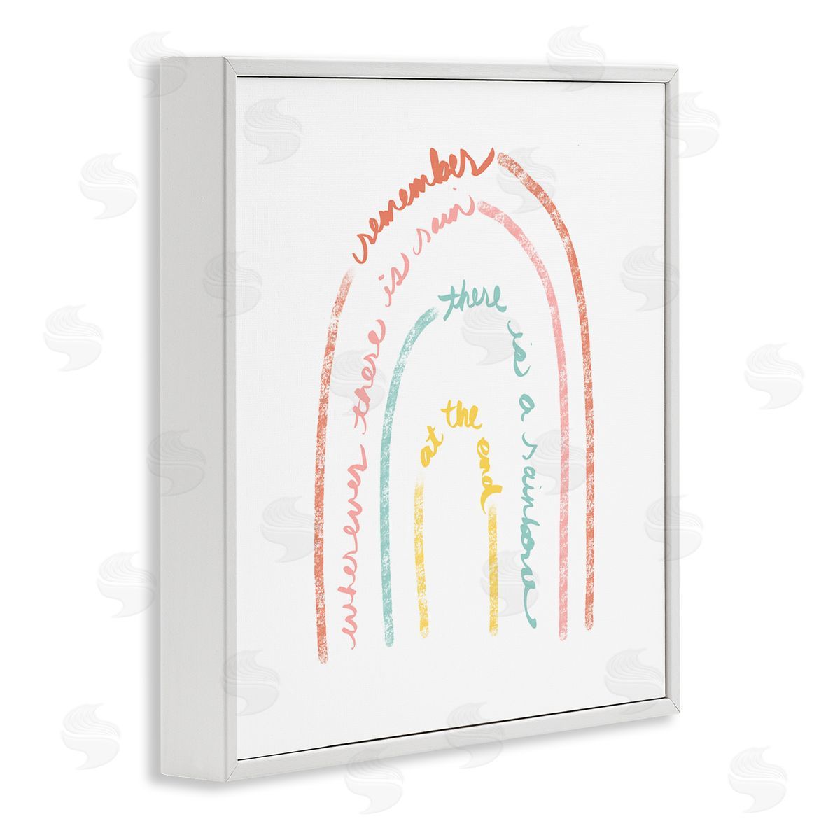 Anna Quach Remember Where There Is Rain Phrase Text Rainbow White Framed Glicee Wall Art Print