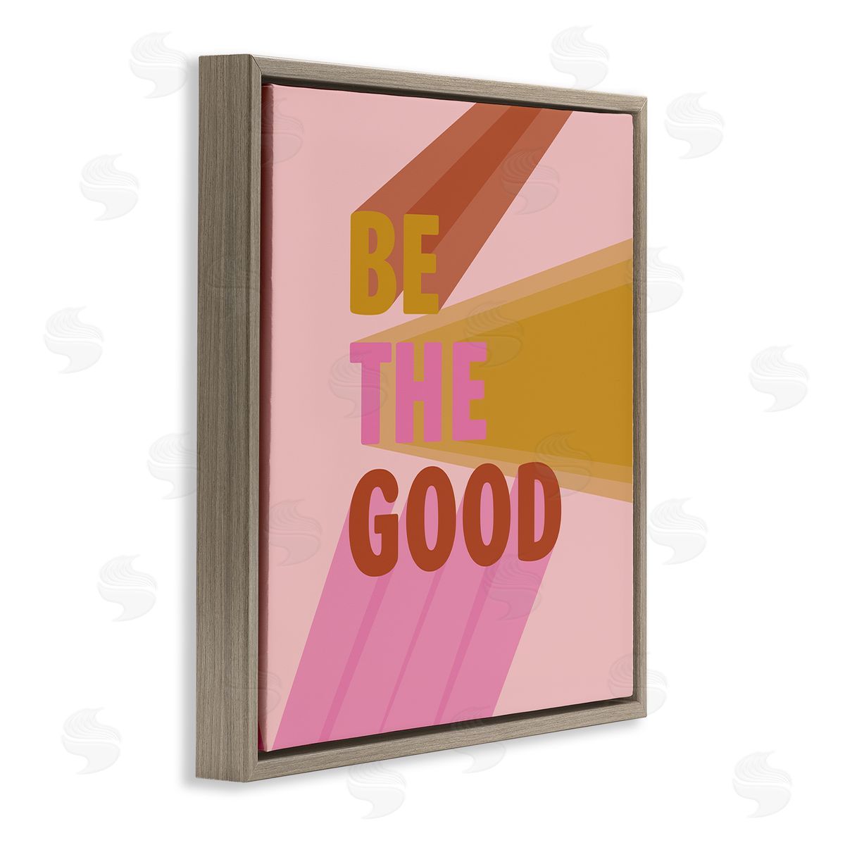 SD Graphics Studio Be the Good Positivity Phrase Geometric Pop Typography Brown Floating Frame Canvas Wall Art Print