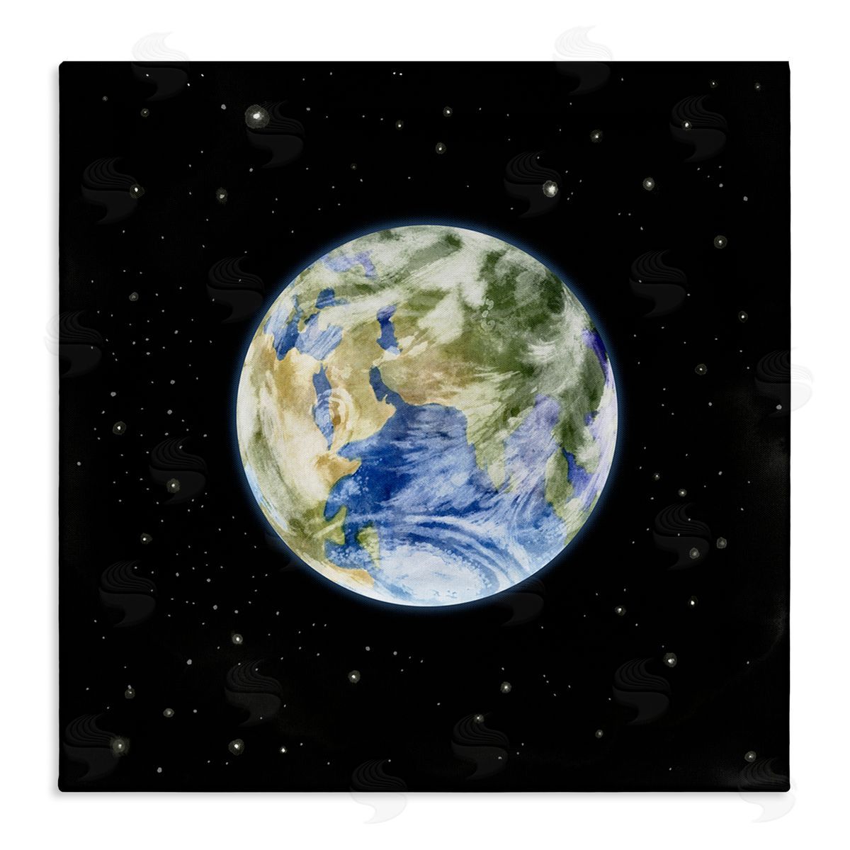 Grace Popp Planet Earth Surrounded By Stars Outer Space Sky Stretched Canvas Wall Art Print