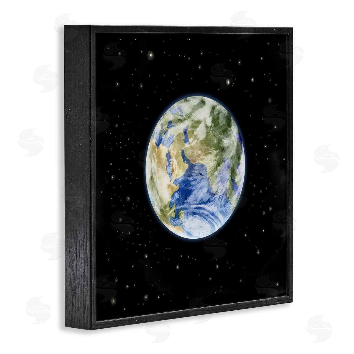Grace Popp Planet Earth Surrounded By Stars Outer Space Sky Black Framed Glicee Wall Art Print