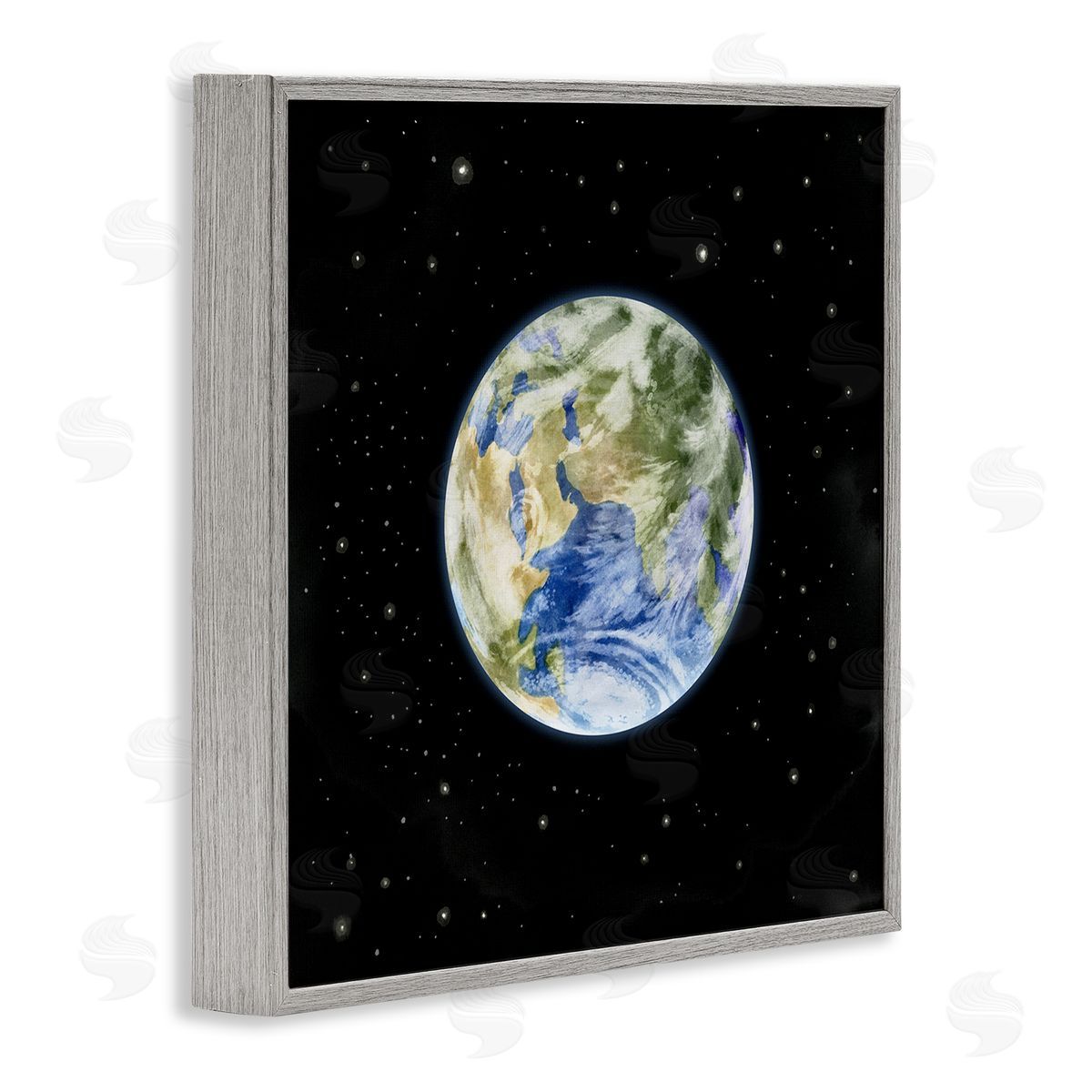 Grace Popp Planet Earth Surrounded By Stars Outer Space Sky Gray Framed Glicee Wall Art Print