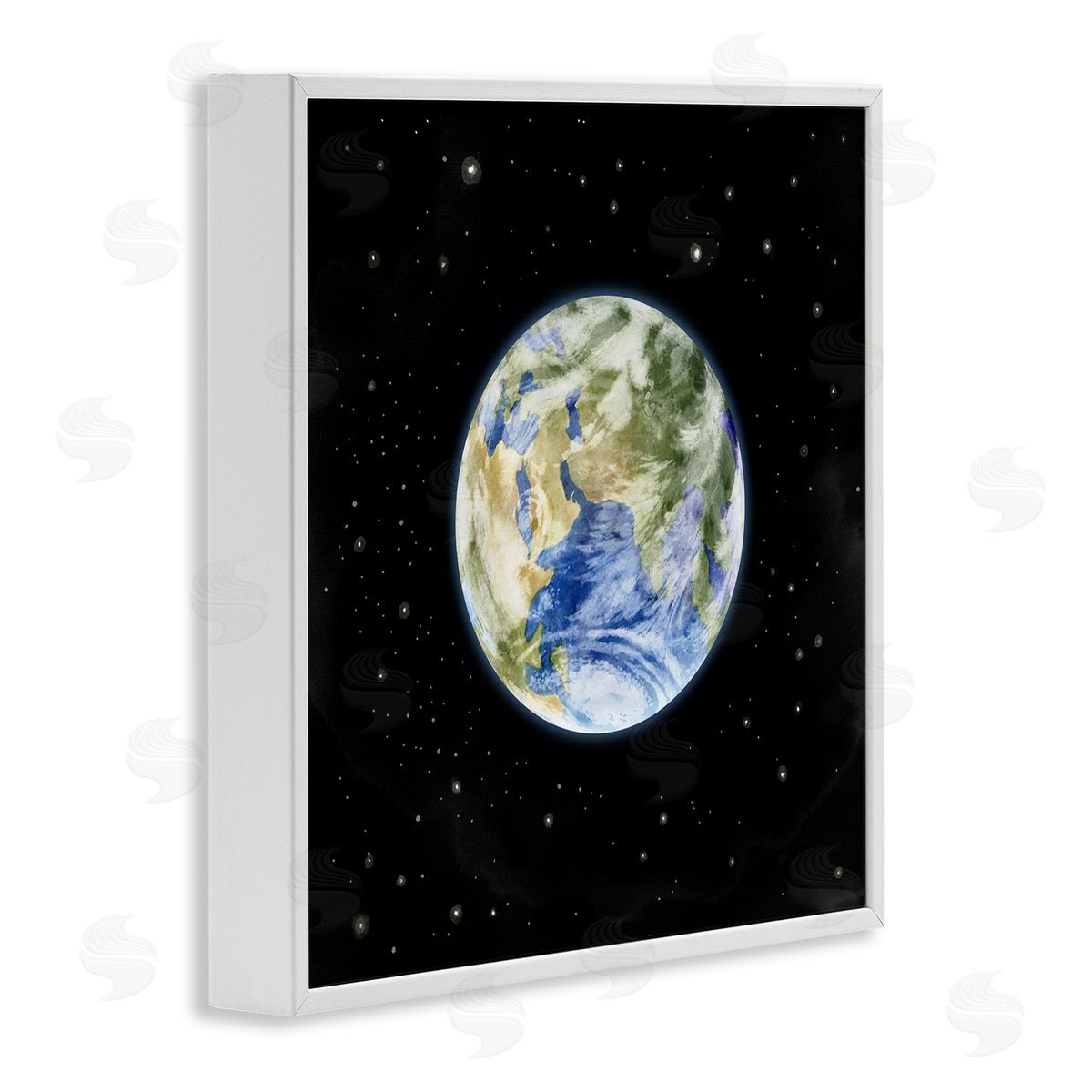 Grace Popp Planet Earth Surrounded By Stars Outer Space Sky White Framed Glicee Wall Art Print