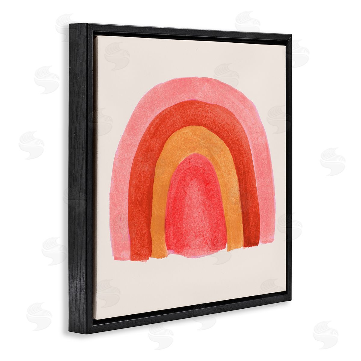 Emily Navas Bold Red Pink Rainbow Four Layered Arches Black Floating Frame Canvas Wall Art Print