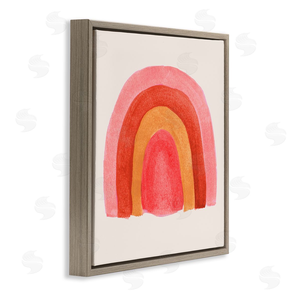 Emily Navas Bold Red Pink Rainbow Four Layered Arches Brown Floating Frame Canvas Wall Art Print