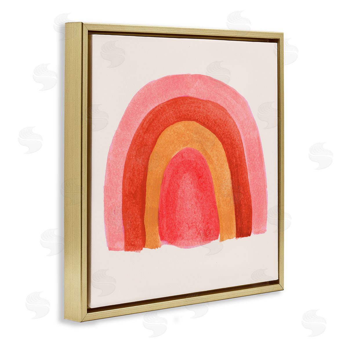 Emily Navas Bold Red Pink Rainbow Four Layered Arches Gold Floating Frame Canvas Wall Art Print
