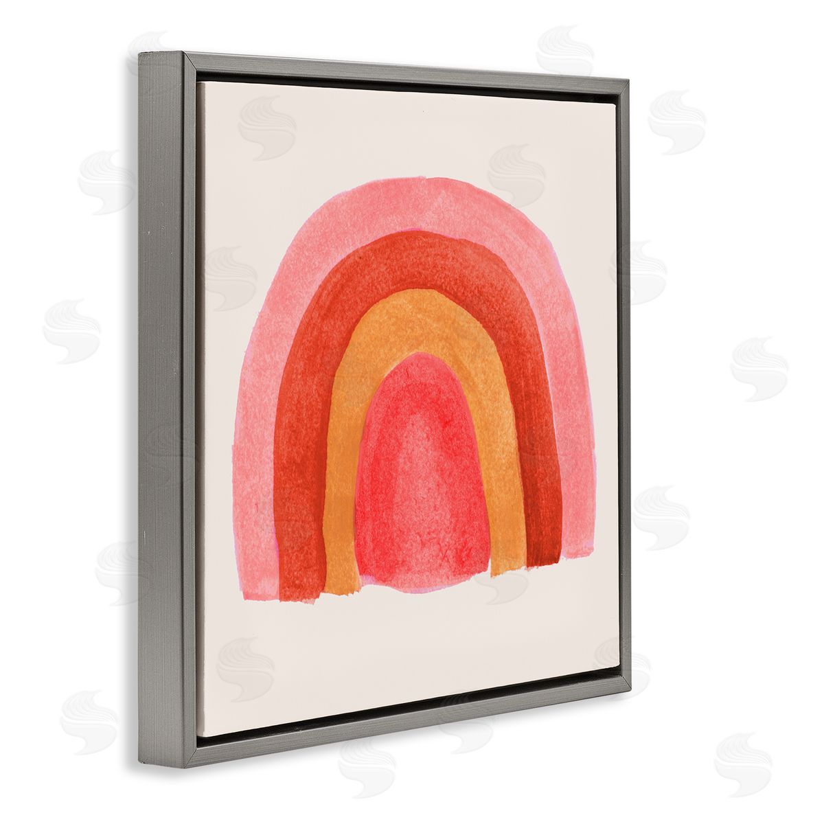 Emily Navas Bold Red Pink Rainbow Four Layered Arches Gray Floating Frame Canvas Wall Art Print