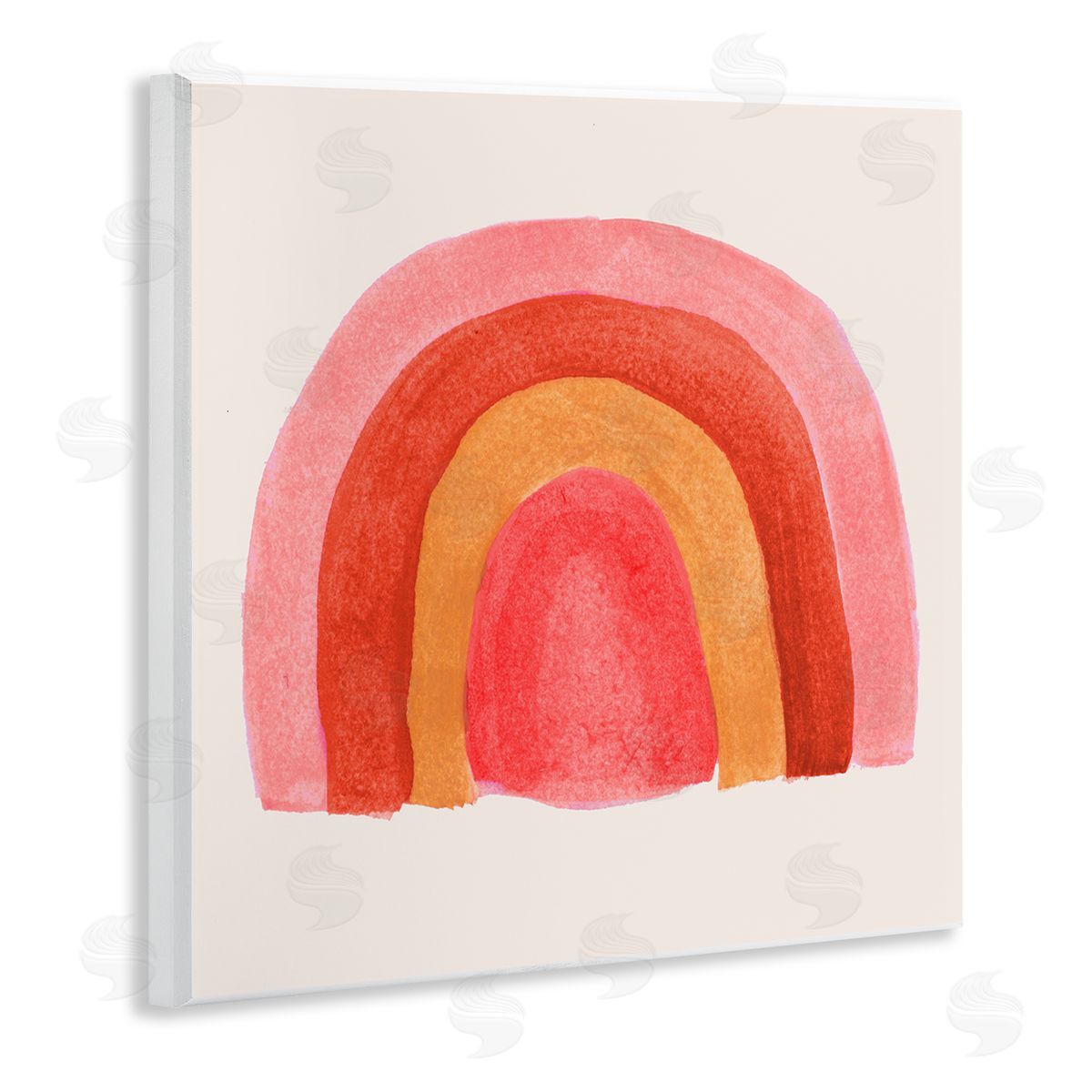 Emily Navas Bold Red Pink Rainbow Four Layered Arches Wooden Wall Plaque Art Print