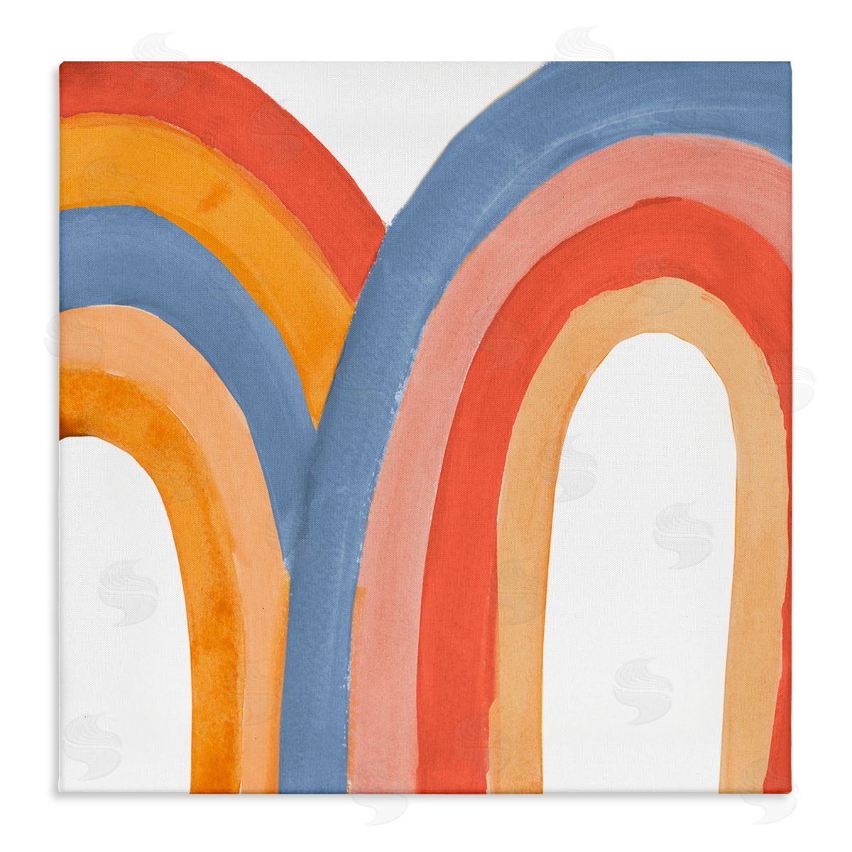 Emily Navas Playful Double Rainbow Arches Blue Red Orange Stretched Canvas Wall Art Print