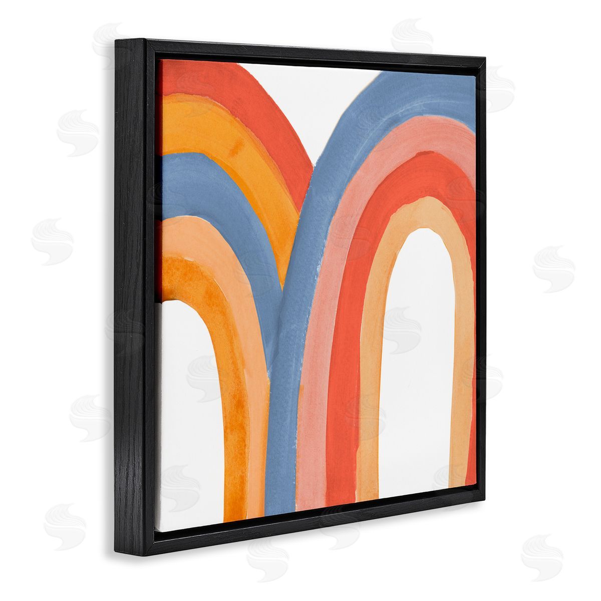 Emily Navas Playful Double Rainbow Arches Blue Red Orange Black Floating Frame Canvas Wall Art Print