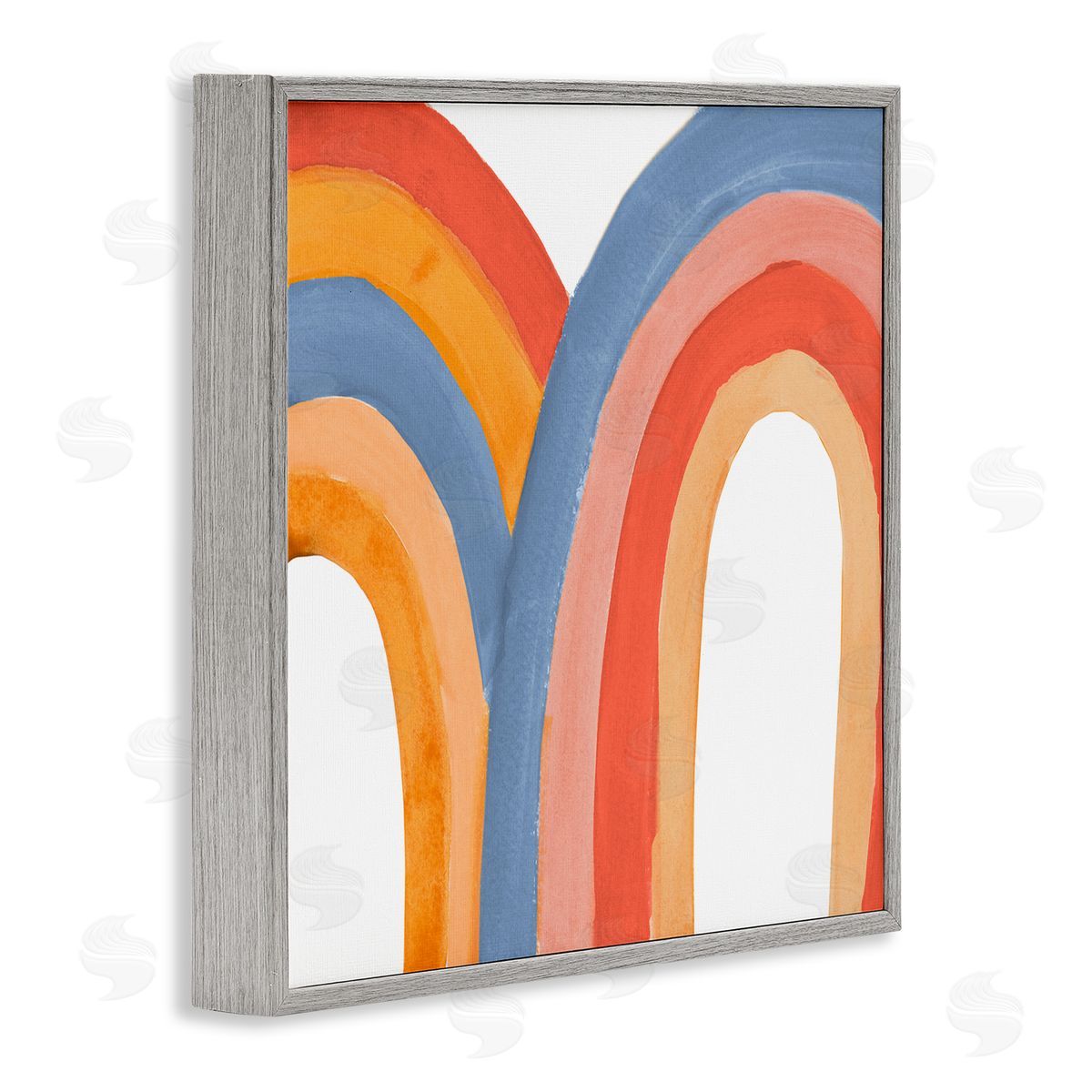 Emily Navas Playful Double Rainbow Arches Blue Red Orange Gray Framed Glicee Wall Art Print