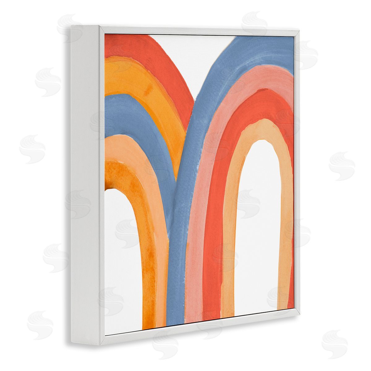Emily Navas Playful Double Rainbow Arches Blue Red Orange White Framed Glicee Wall Art Print