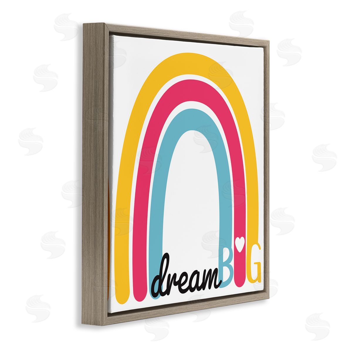 SD Graphics Studio Dream Big Phrase Red Yellow Blue Rainbow Brown Floating Frame Canvas Wall Art Print