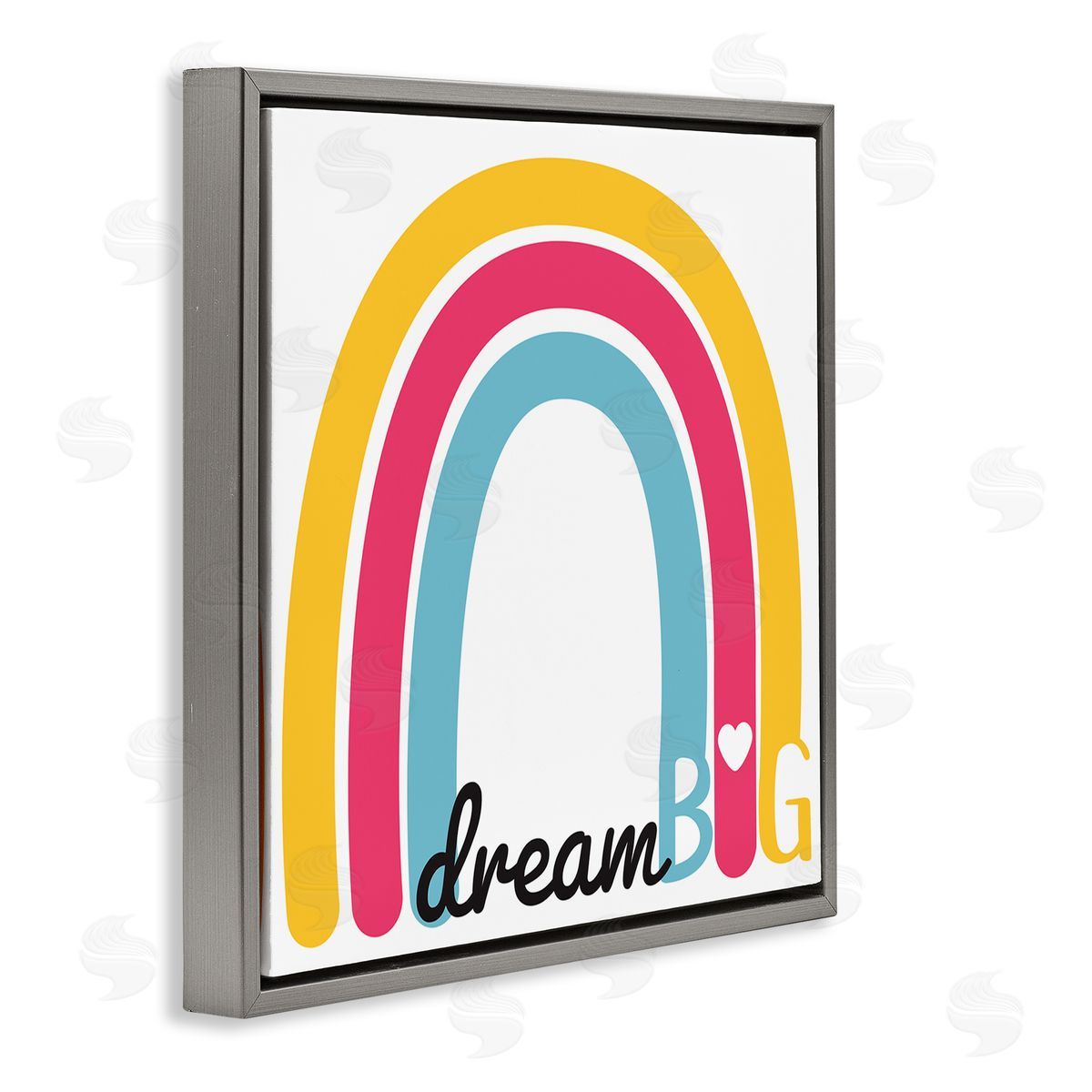 SD Graphics Studio Dream Big Phrase Red Yellow Blue Rainbow Gray Floating Frame Canvas Wall Art Print