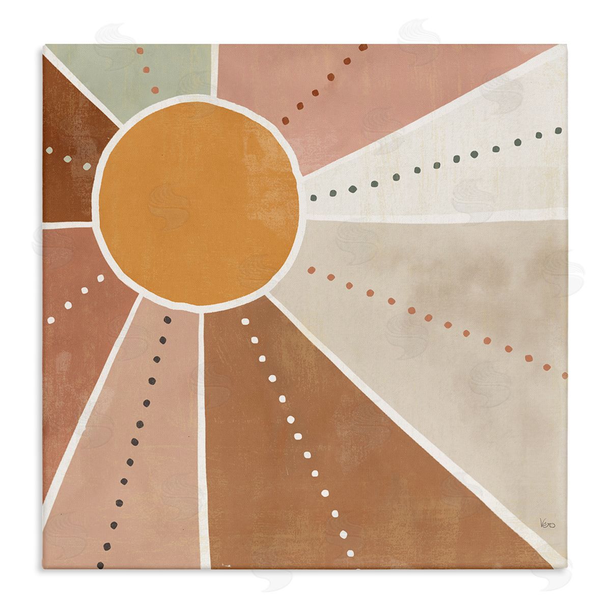 Veronique Charron Desert Sun Rays Striped Polka Dot Pattern Stretched Canvas Wall Art Print