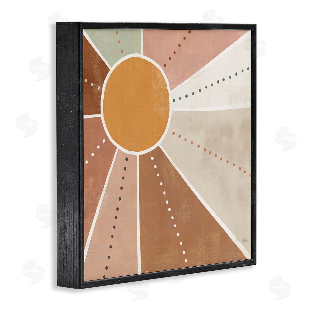 Veronique Charron Desert Sun Rays Striped Polka Dot Pattern Black Framed Glicee Wall Art Print