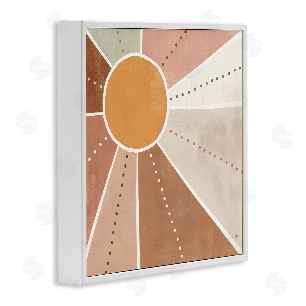 Veronique Charron Desert Sun Rays Striped Polka Dot Pattern White Framed Glicee Wall Art Print