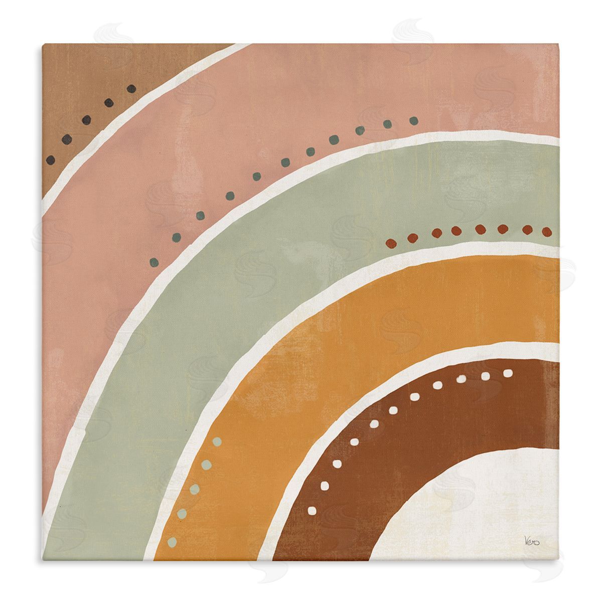 Veronique Charron Desert Half Rainbow Arches Polka Dot Stripes Stretched Canvas Wall Art Print
