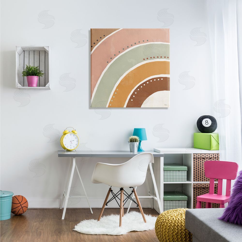 Veronique Charron Desert Half Rainbow Arches Polka Dot Stripes Canvas Wall Art in Room