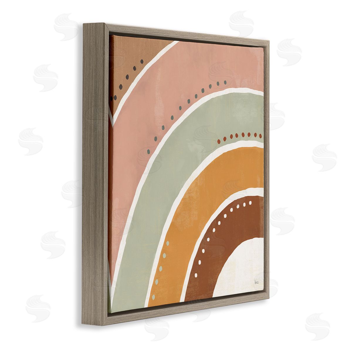 Veronique Charron Desert Half Rainbow Arches Polka Dot Stripes Brown Floating Frame Canvas Wall Art Print