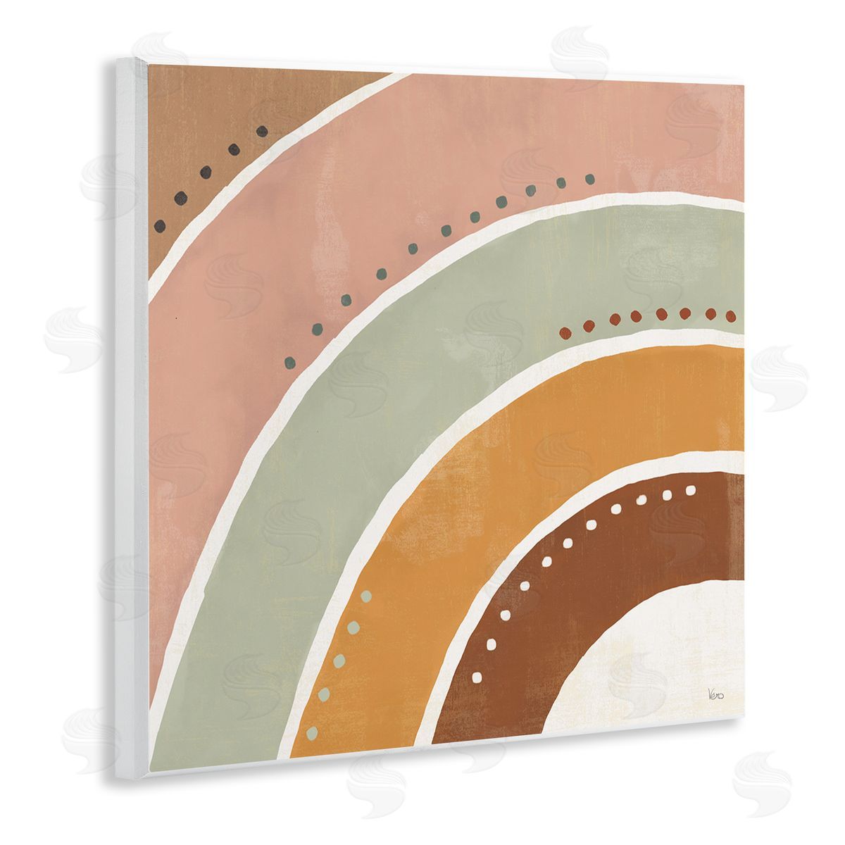 Veronique Charron Desert Half Rainbow Arches Polka Dot Stripes Wooden Wall Plaque Art Print