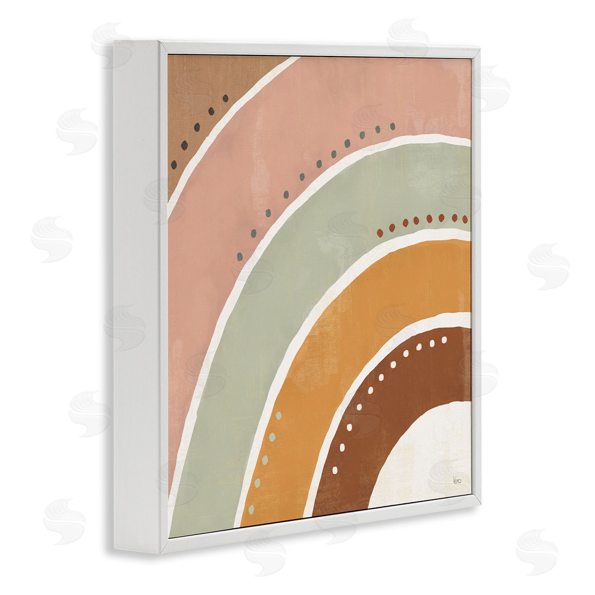 Veronique Charron Desert Half Rainbow Arches Polka Dot Stripes White Framed Glicee Wall Art Print