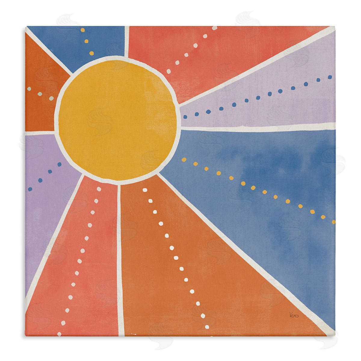 Veronique Charron Playful Sun Rays Polka Dot Stripe Pattern Stretched Canvas Wall Art Print