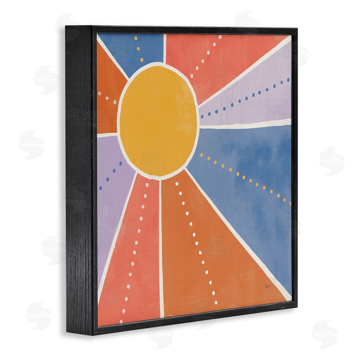 Veronique Charron Playful Sun Rays Polka Dot Stripe Pattern Black Framed Glicee Wall Art Print