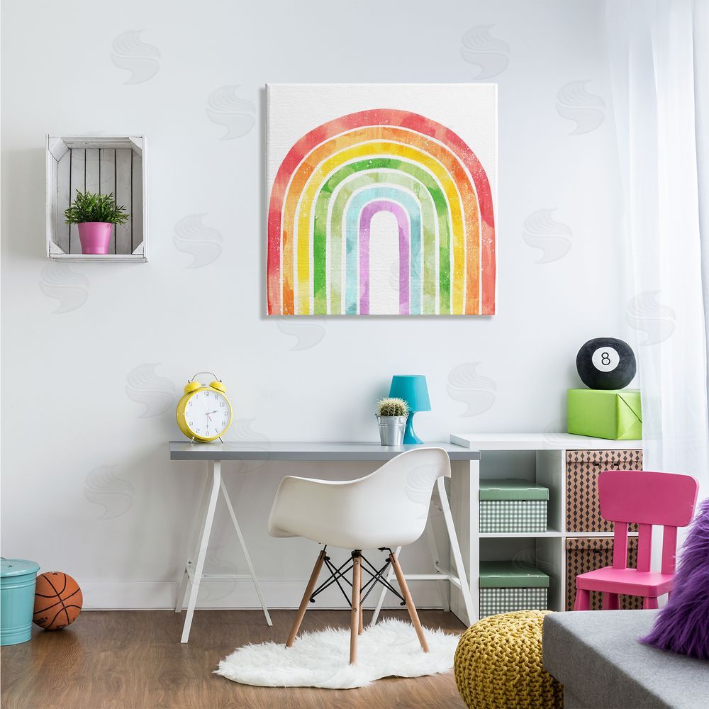 Ziwei Li Classic Rainbow Sky Distressed Arch Patterns Canvas Wall Art in Room
