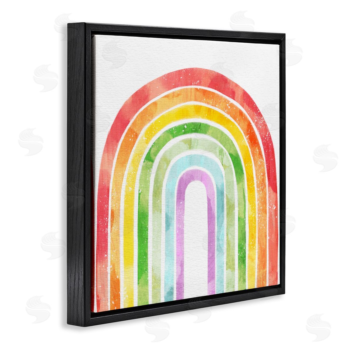 Ziwei Li Classic Rainbow Sky Distressed Arch Patterns Black Floating Frame Canvas Wall Art Print