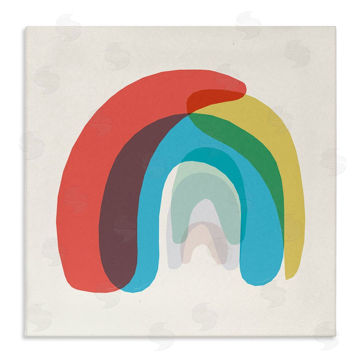 Stupell Studio Abstract Rainbow Asymmetrical Arches Opaque Layers Stretched Canvas Wall Art Print
