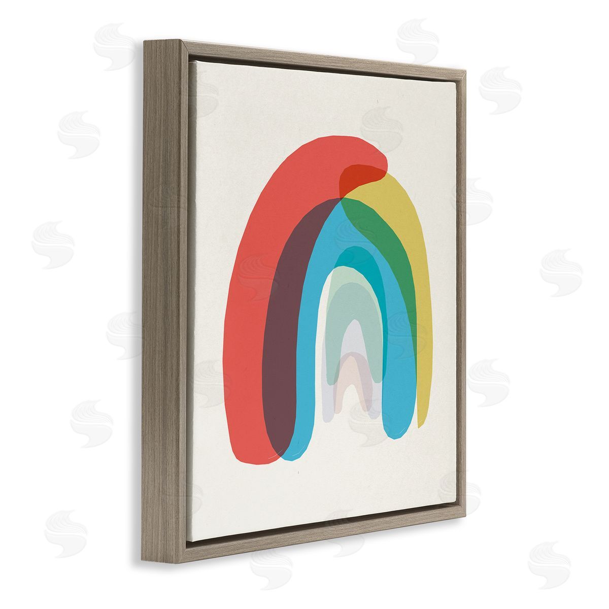 Stupell Studio Abstract Rainbow Asymmetrical Arches Opaque Layers Brown Floating Frame Canvas Wall Art Print