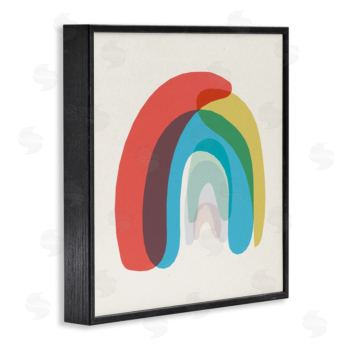 Stupell Studio Abstract Rainbow Asymmetrical Arches Opaque Layers Black Framed Glicee Wall Art Print