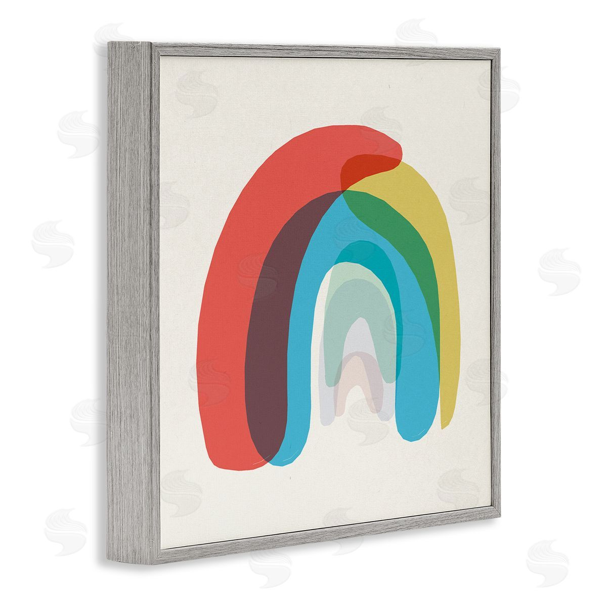 Stupell Studio Abstract Rainbow Asymmetrical Arches Opaque Layers Gray Framed Glicee Wall Art Print