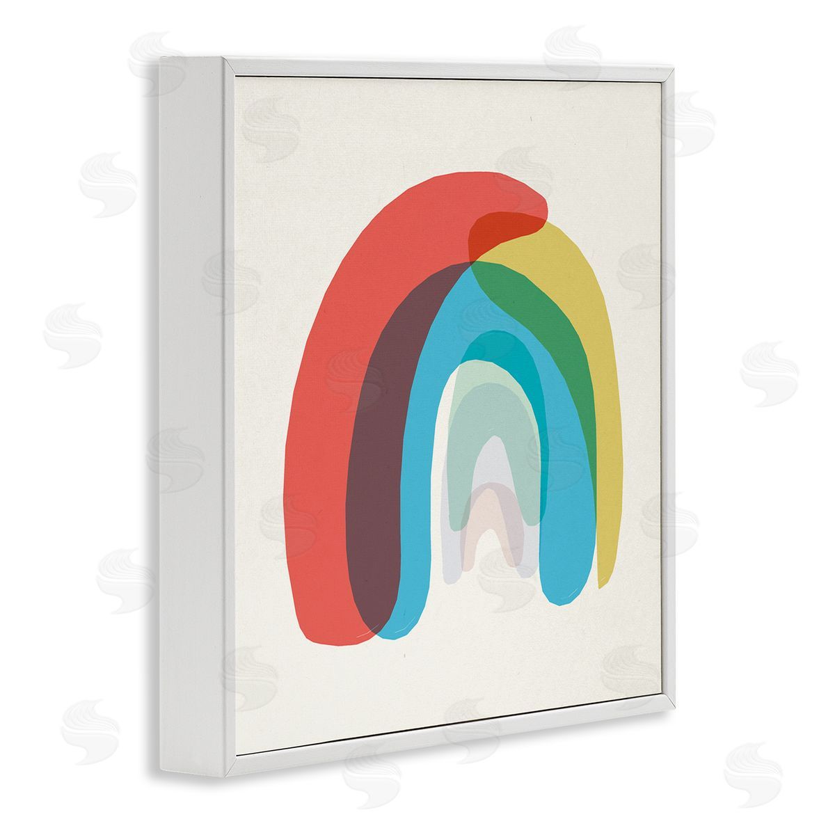 Stupell Studio Abstract Rainbow Asymmetrical Arches Opaque Layers White Framed Glicee Wall Art Print