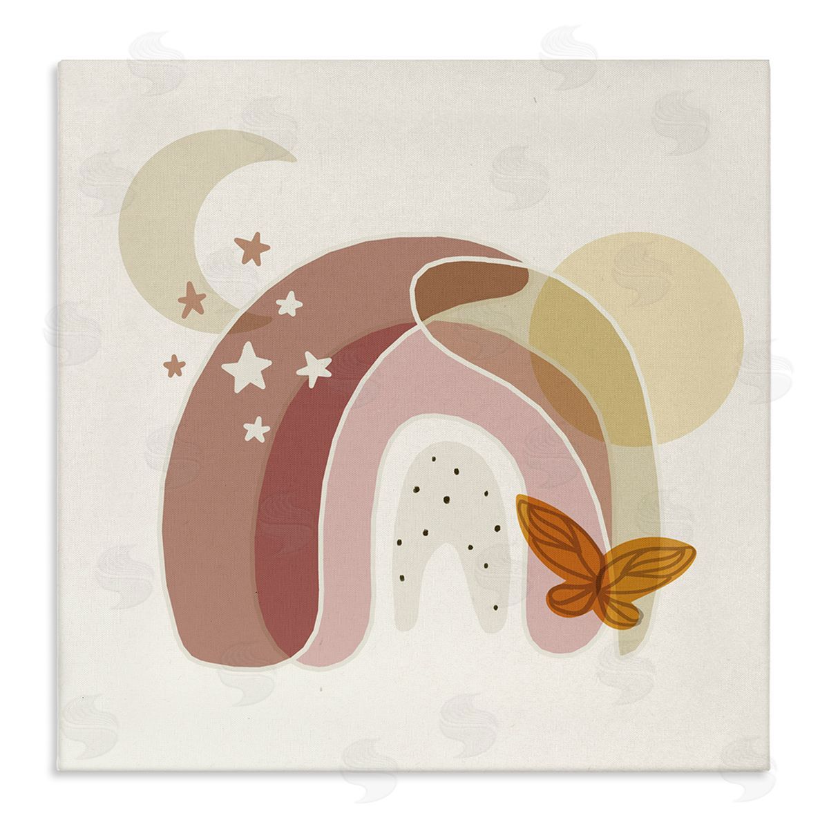 Stupell Studio Dessert Moon Rainbow Starry Sky Butterfly Terracotta Tone Stretched Canvas Wall Art Print