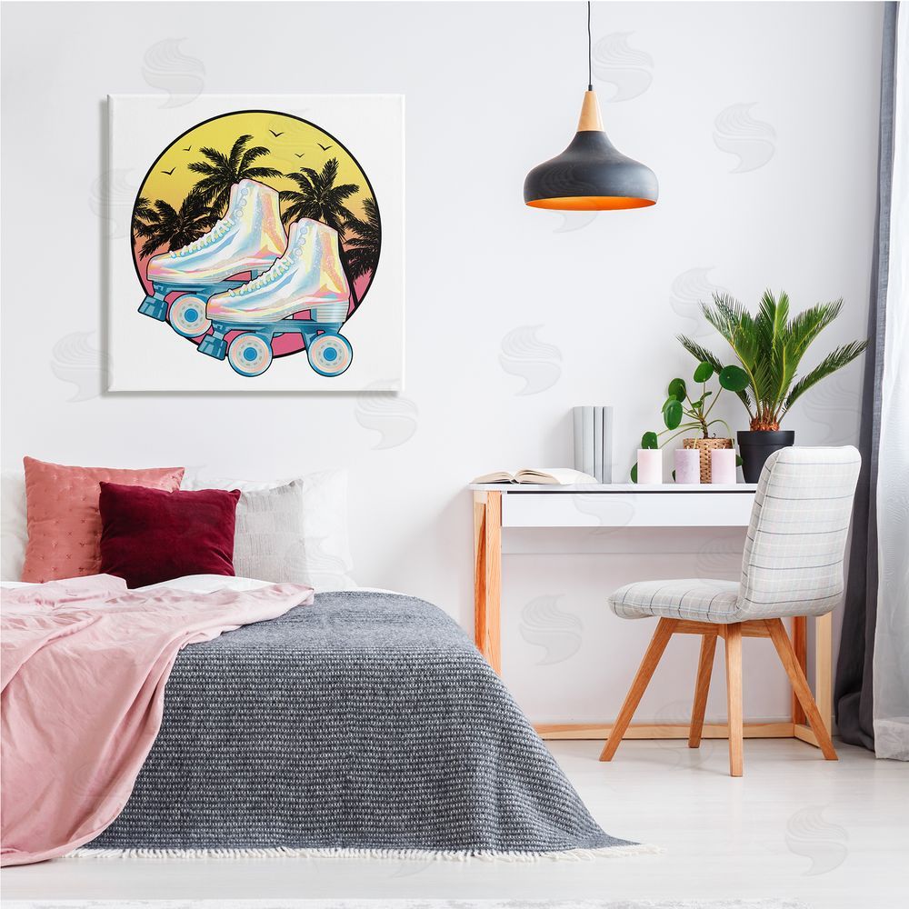 Ziwei Li Retro Tropical Summer Sky Vintage Roller Skating Derby Canvas Wall Art in Room