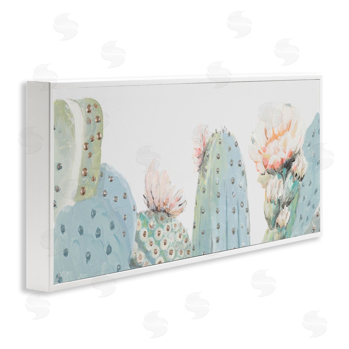 Patricia Pinto Soft Green Cactus Close Up Blooming Pink Flowers