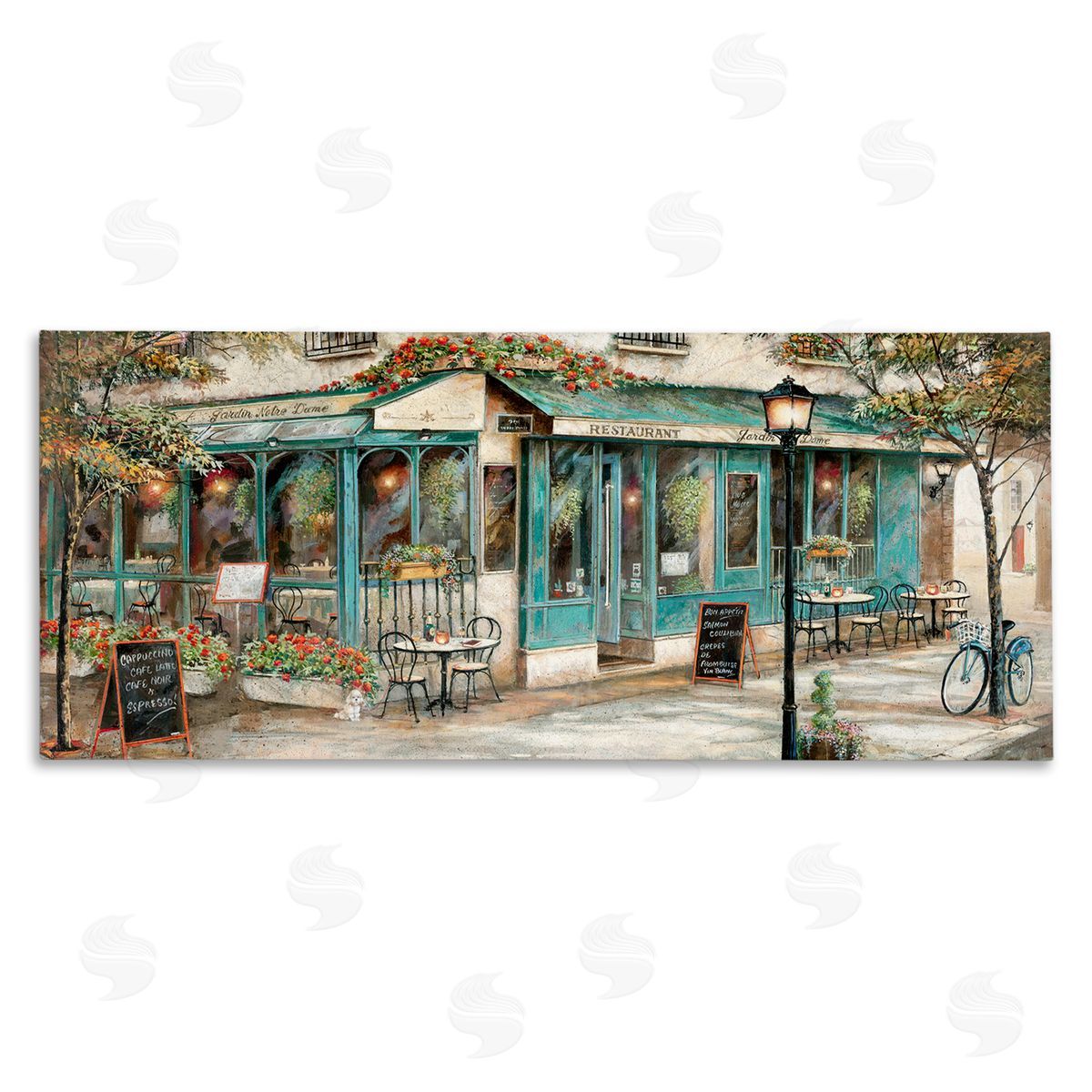 European City Streets Café Scene Canvas Wall Art, Home Decor by Ruane Manning
