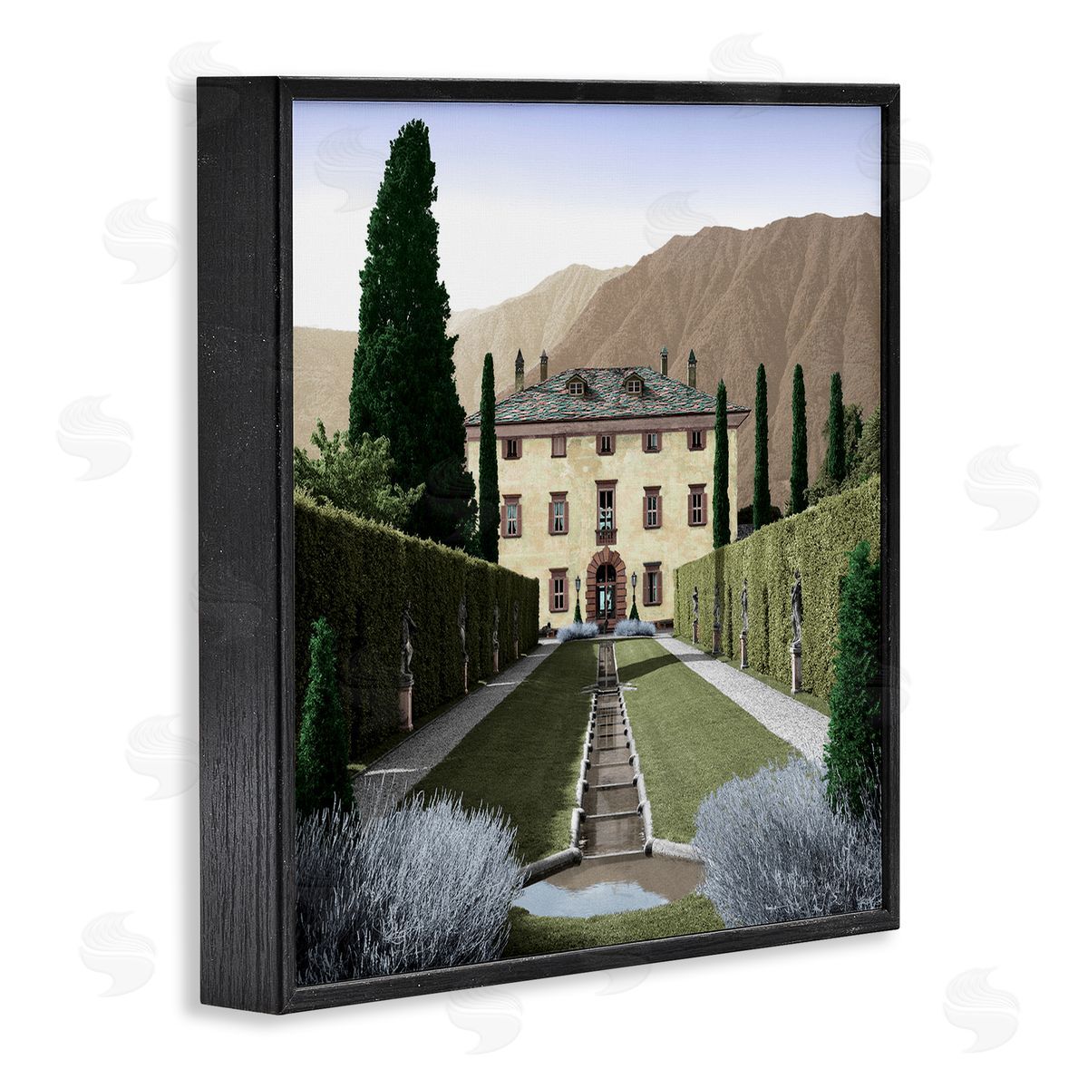 Alan Blaustein Classic European Villa Courtyard Cliffside Mansion Architecture Black Framed Glicee Wall Art Print