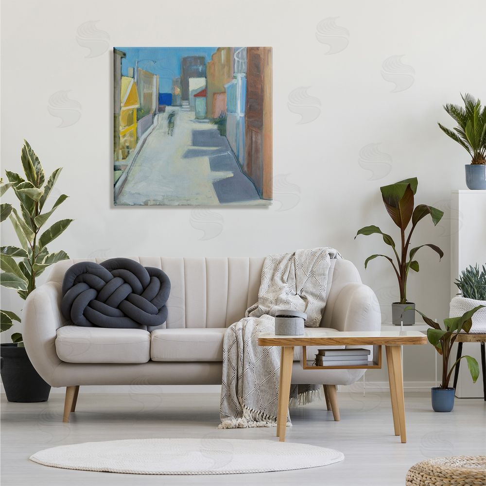 Susanne Marie Abstract Figure Walking Empty City Streets Contemporary Painting Canvas Wall Art in Room