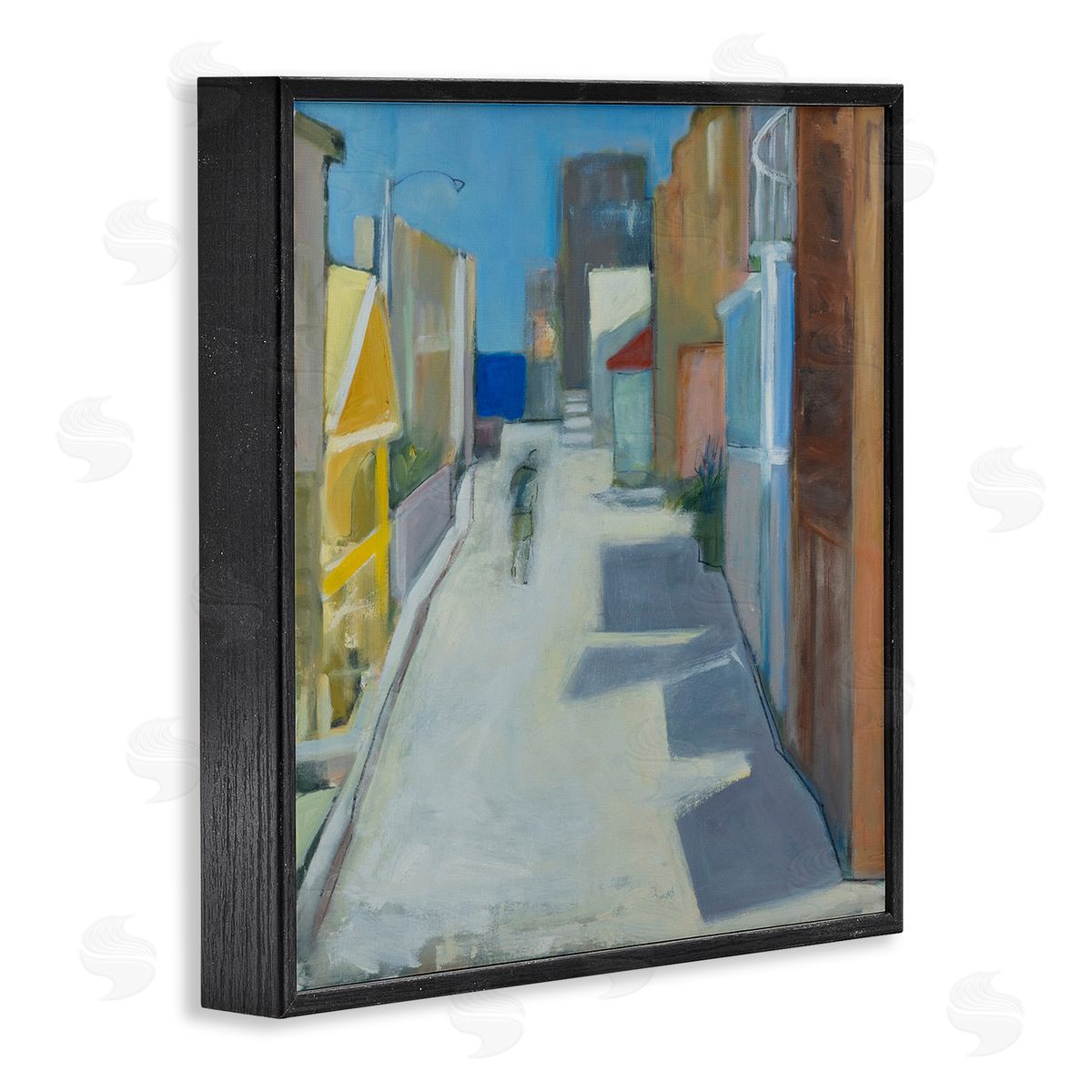 Susanne Marie Abstract Figure Walking Empty City Streets Contemporary Painting Black Framed Glicee Wall Art Print