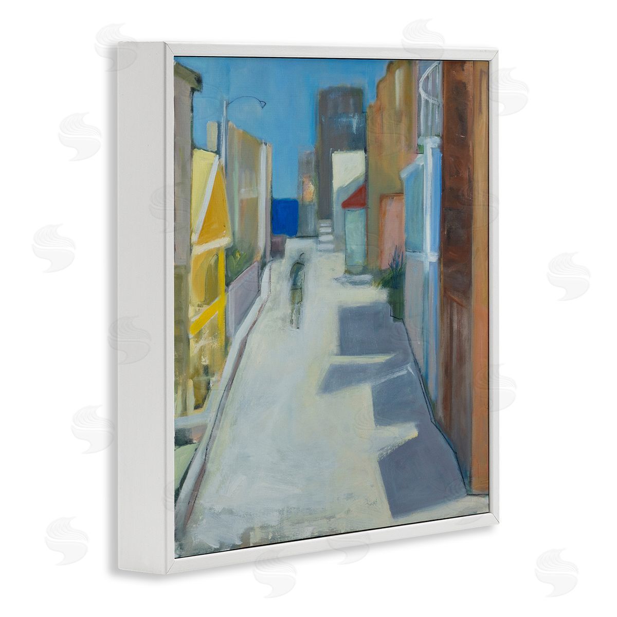 Susanne Marie Abstract Figure Walking Empty City Streets Contemporary Painting White Framed Glicee Wall Art Print