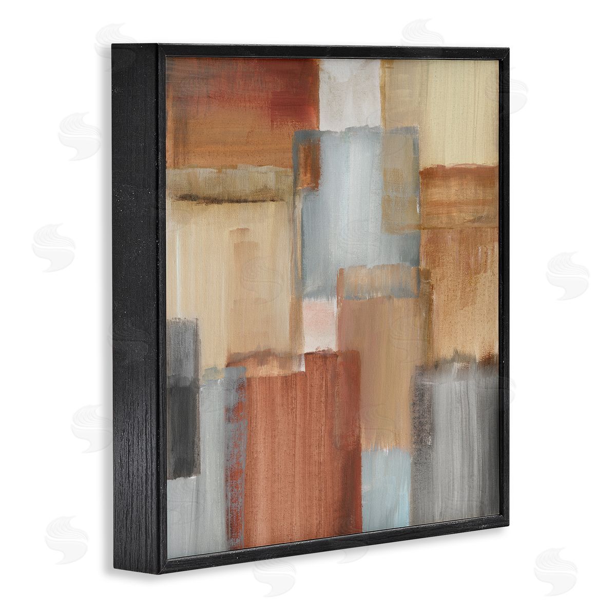 Nan Layered Patchwork Paint Abstraction Neutral Brown Grey Painting Black Framed Glicee Wall Art Print