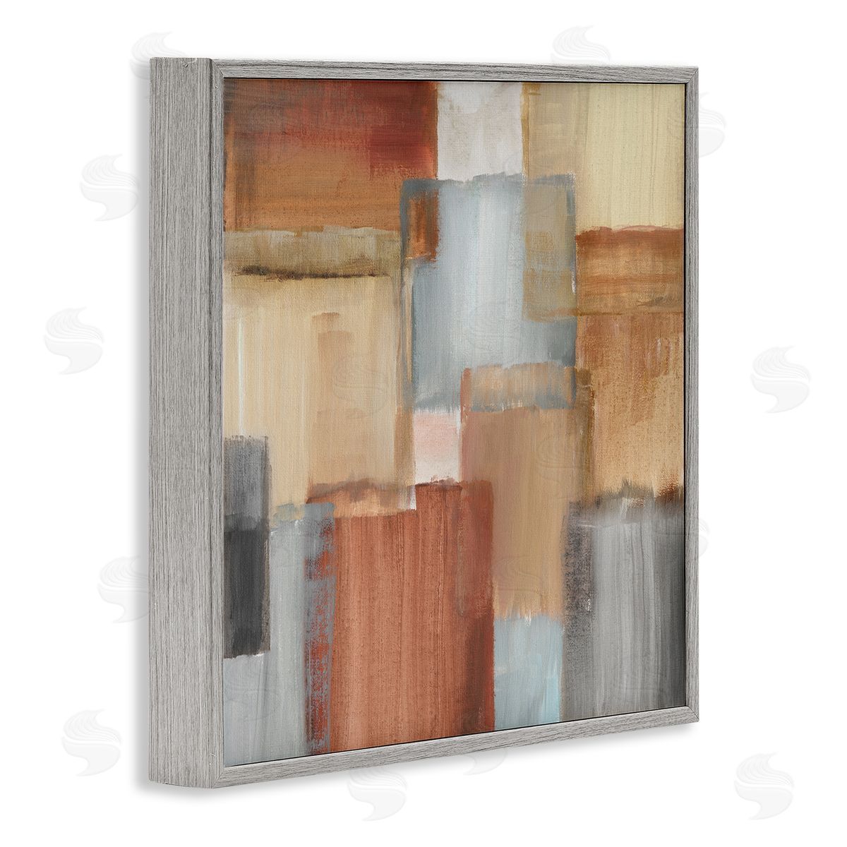 Nan Layered Patchwork Paint Abstraction Neutral Brown Grey Painting Gray Framed Glicee Wall Art Print