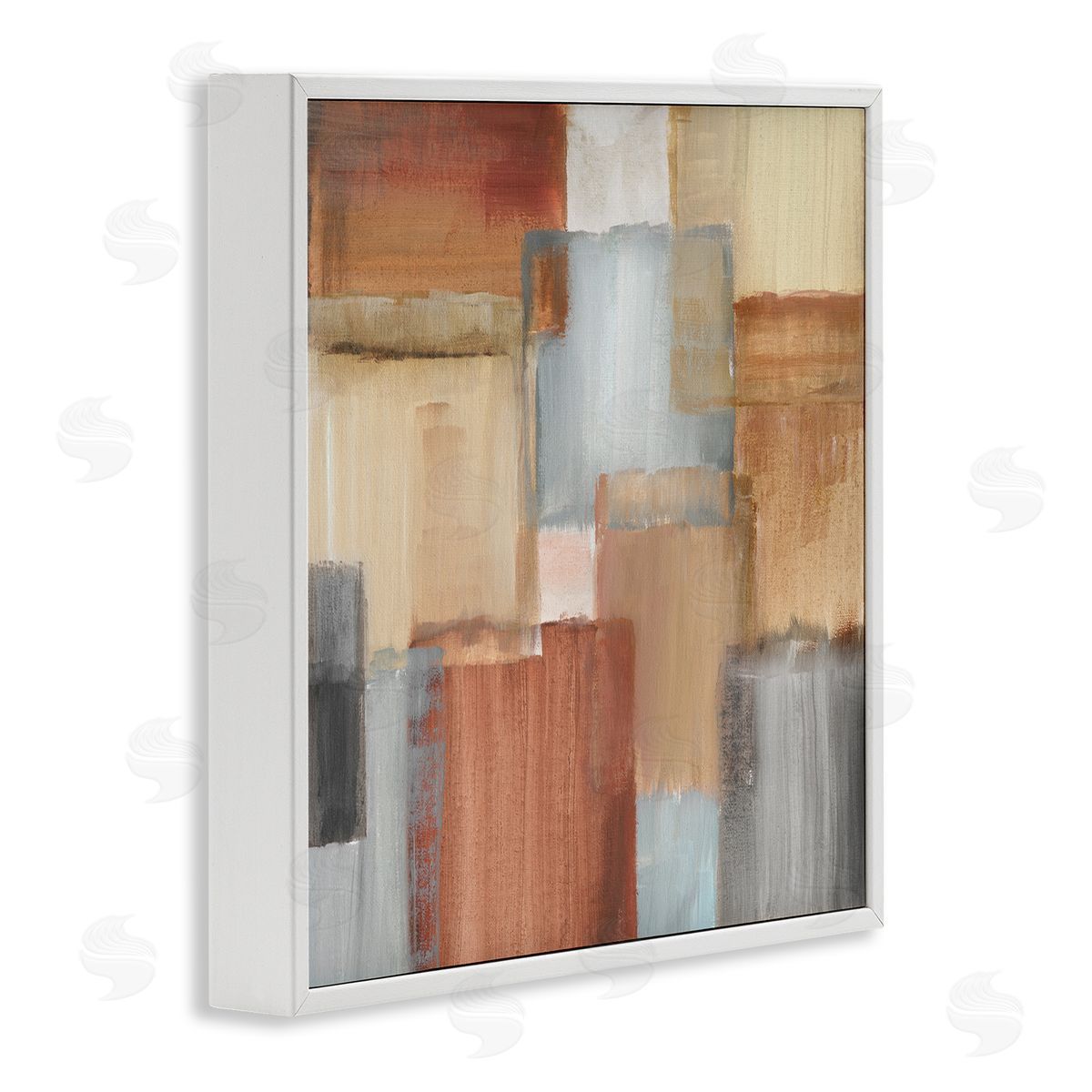 Nan Layered Patchwork Paint Abstraction Neutral Brown Grey Painting White Framed Glicee Wall Art Print