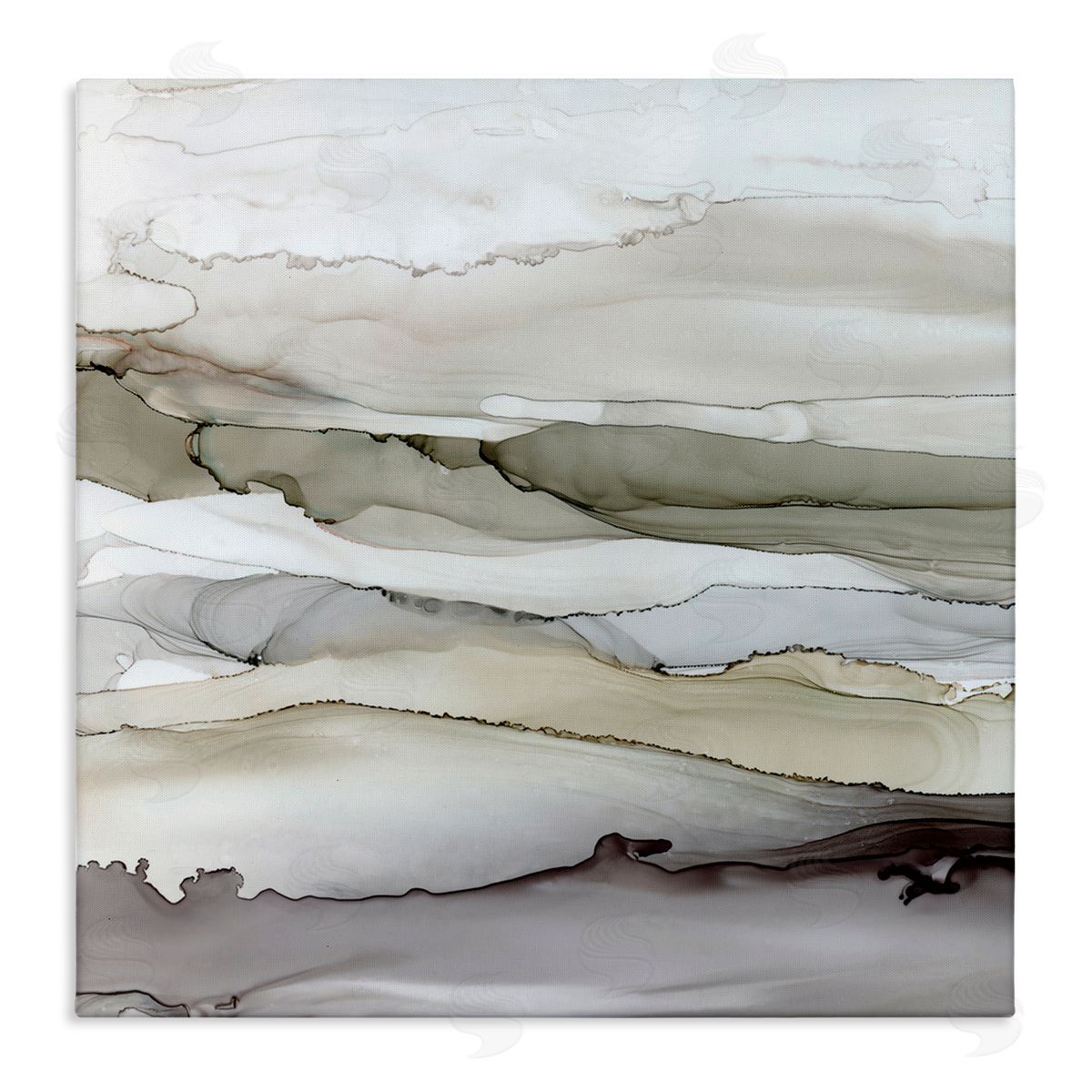 Carol Robinson Abstract Mountain Range Watercolor Interpretation Brown Grey Stretched Canvas Wall Art Print