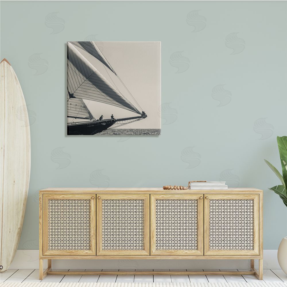 Danita Delimont Vintage Ocean Ship Photography People Resting on Bow Canvas Wall Art in Room