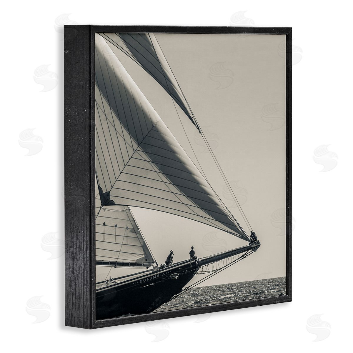Danita Delimont Vintage Ocean Ship Photography People Resting on Bow Black Framed Glicee Wall Art Print